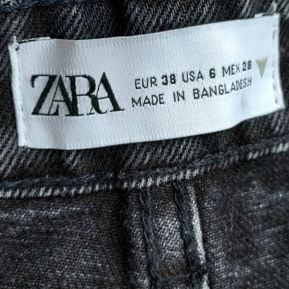 Zara Black Denim High Rise Distressed Short Size 6 Button Fly Frayed Hem NEW NWT - Picture 7 of 9